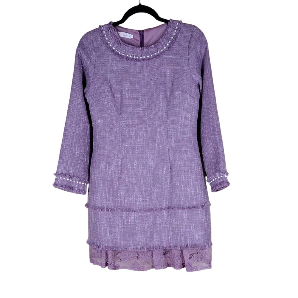 Aier Fashion Dress Women’s Large Purple Beaded Pearl Lace Formal Elegant